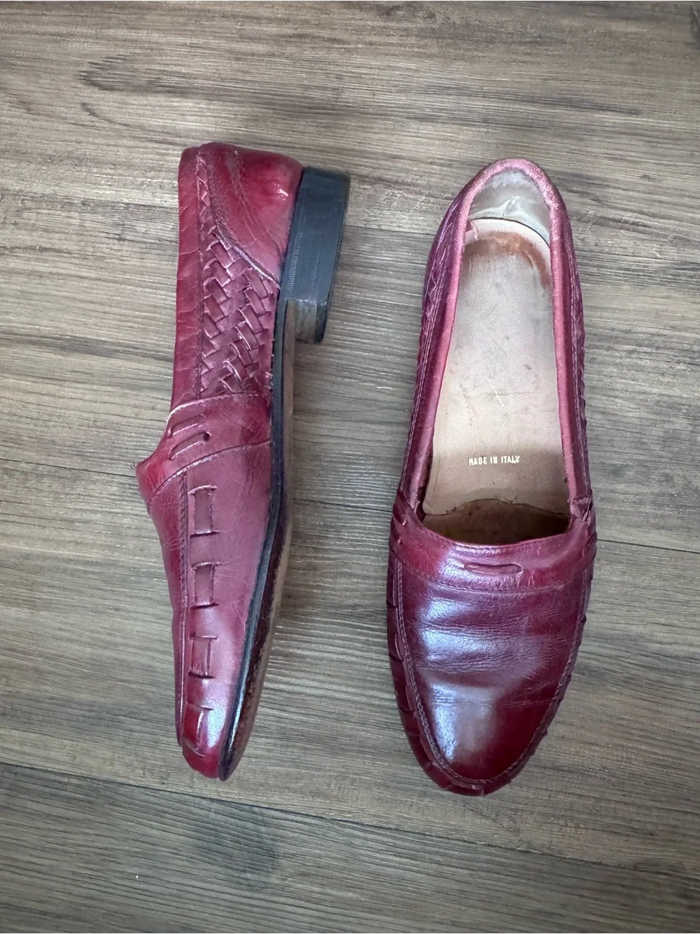 Vintage Men's Bill Blass Burgundy Leather Slip-On Loafers